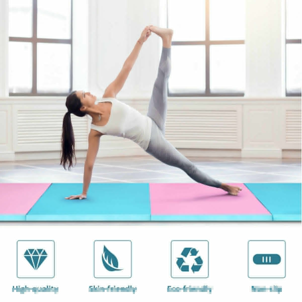 4 Feet x 10 Feet x 2 Inch Folding Gymnastics Tumbling Gym Mat