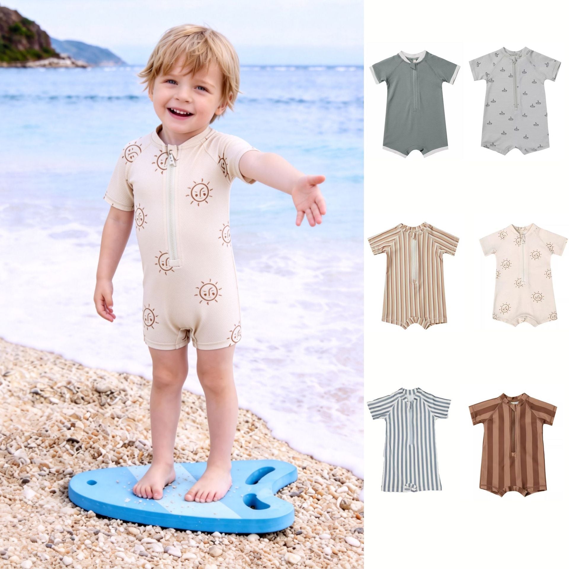 Boys Fresh-Style One-Piece Sun-Protection Swimsuit