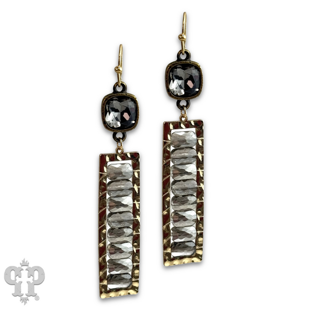 Faceted bead rectangle earring with crystals from Swarovski®