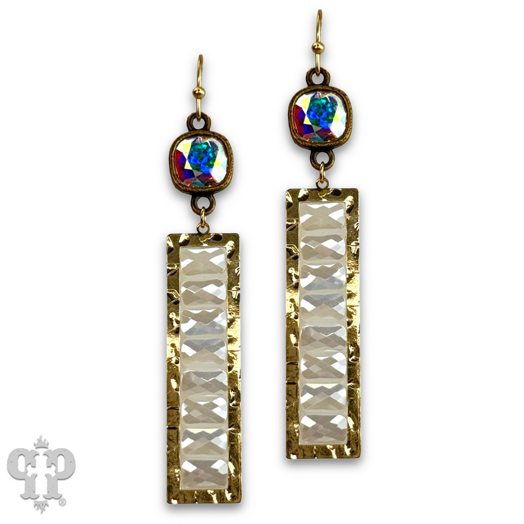 Faceted bead rectangle earring with crystals from Swarovski®