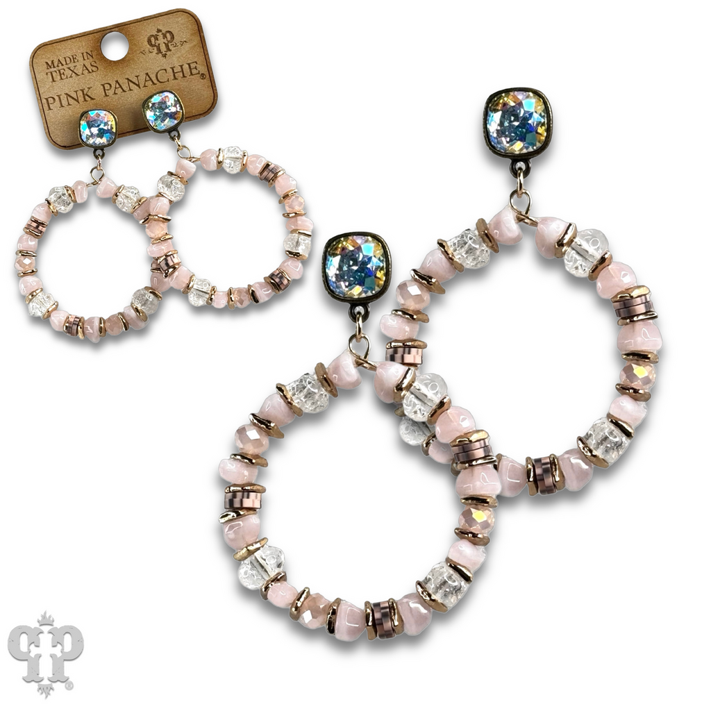 Beaded circle earring with crystals from Swarovski®
