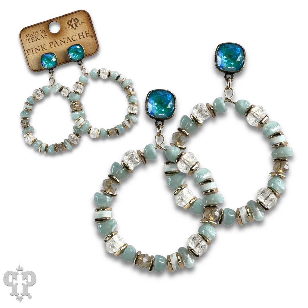 Beaded circle earring with crystals from Swarovski®