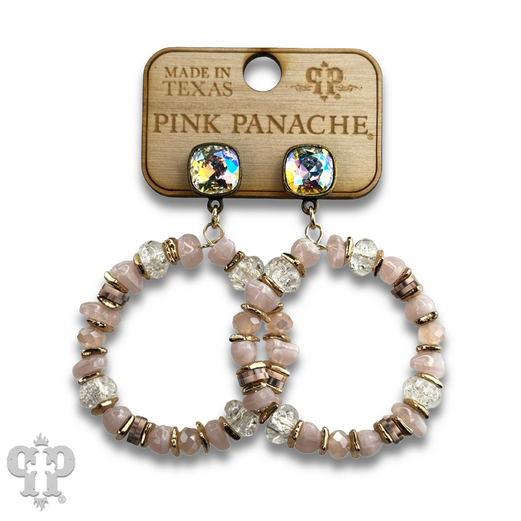 Beaded circle earring with crystals from Swarovski®