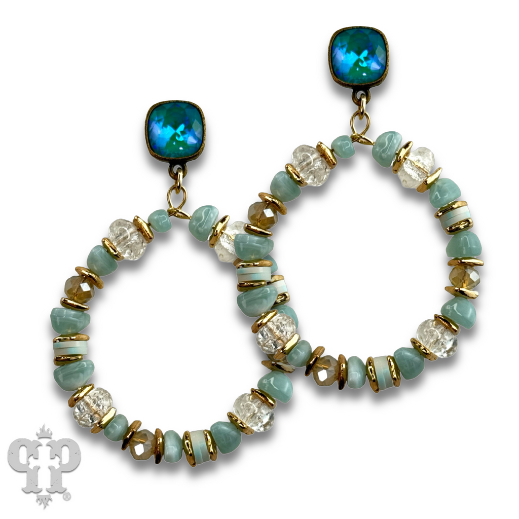 Beaded circle earring with crystals from Swarovski®