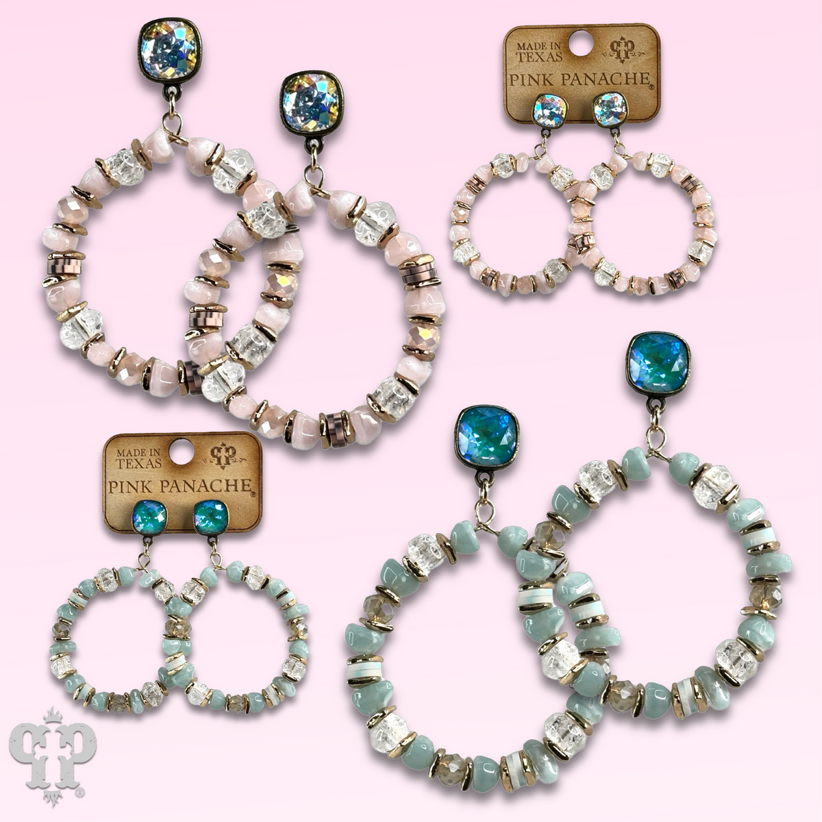 Beaded circle earring with crystals from Swarovski®
