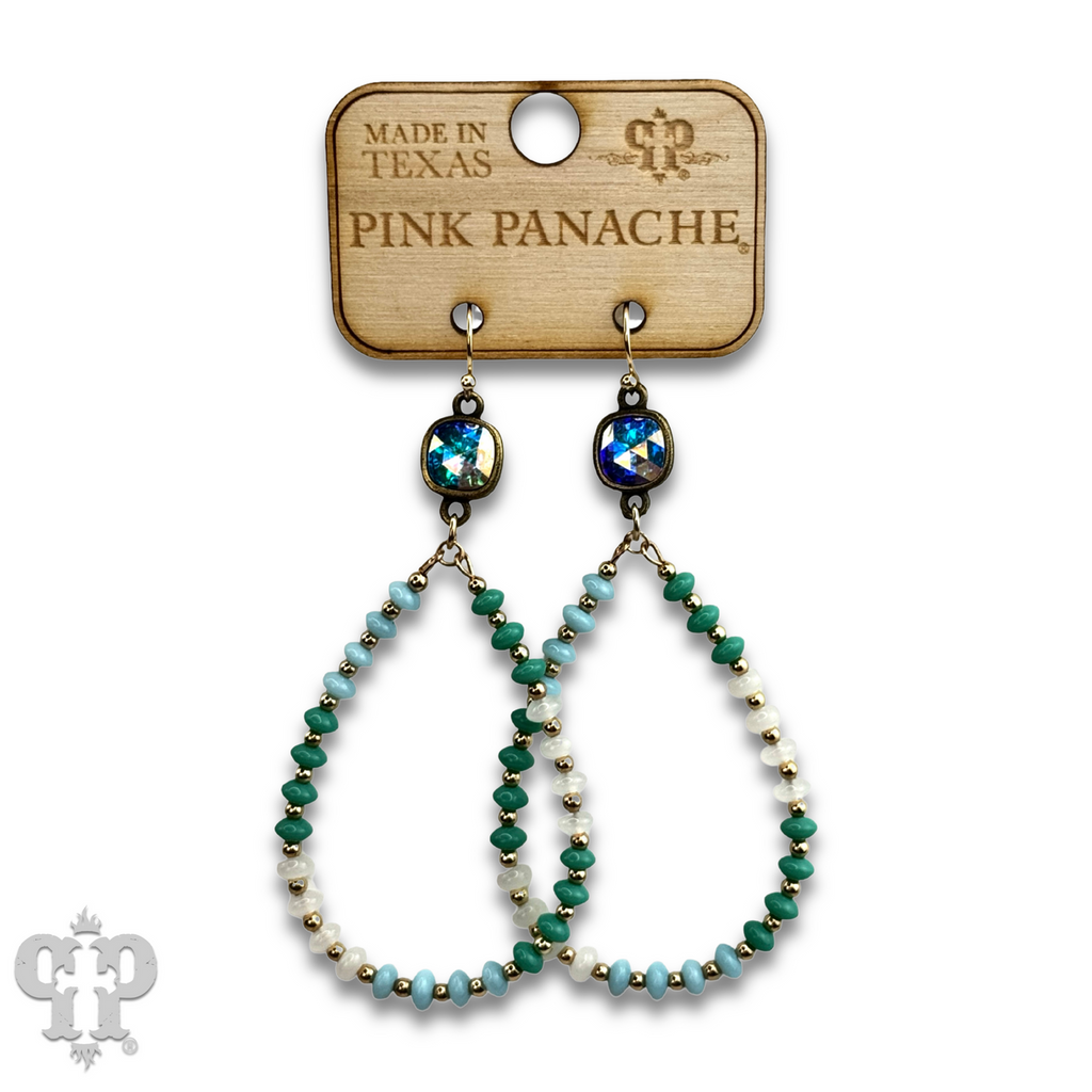 Mixed color saucer bead teardrop earring with crystals from Swarovski®