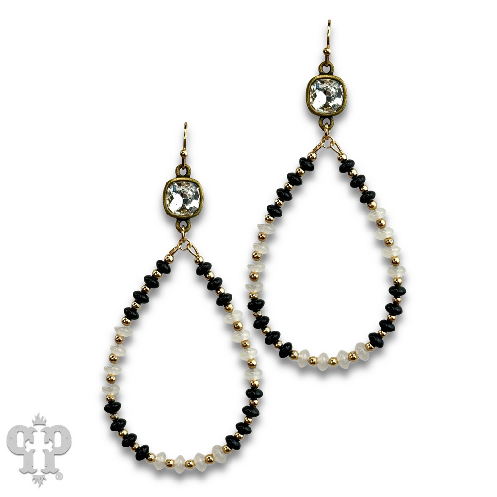 Mixed color saucer bead teardrop earring with crystals from Swarovski®