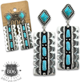 Southwest silver and turquoise rectangle earring