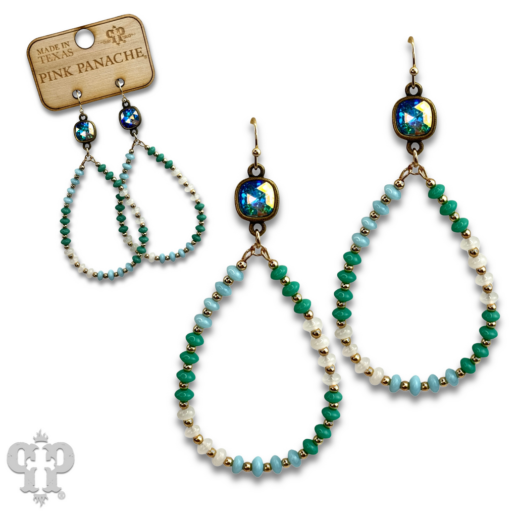 Mixed color saucer bead teardrop earring with crystals from Swarovski®