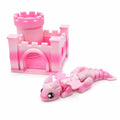 3D Printed Articulated Dragon And Castle Set, Cute Movable Flying Dragon Figure With Mini Castle, Desk Decor Fidget Toy Gift For Kids And Adults