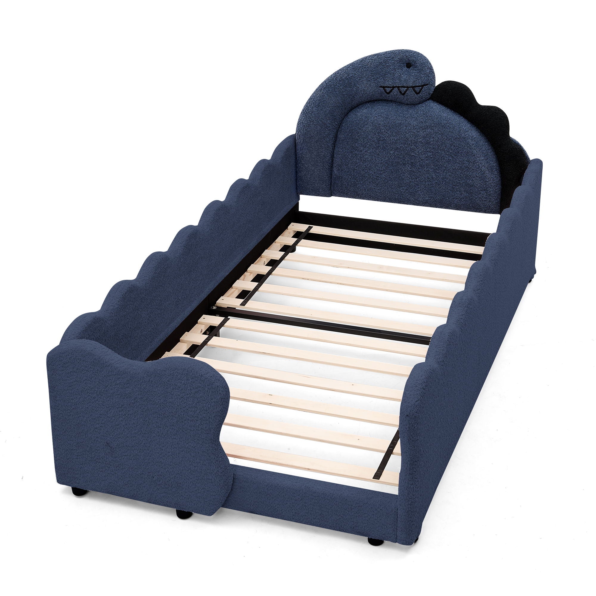 Cute Dinosaur Shaped Bed With Safety Guardrail, Toddler Frame