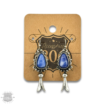 Stone inlay squash blossom earring
