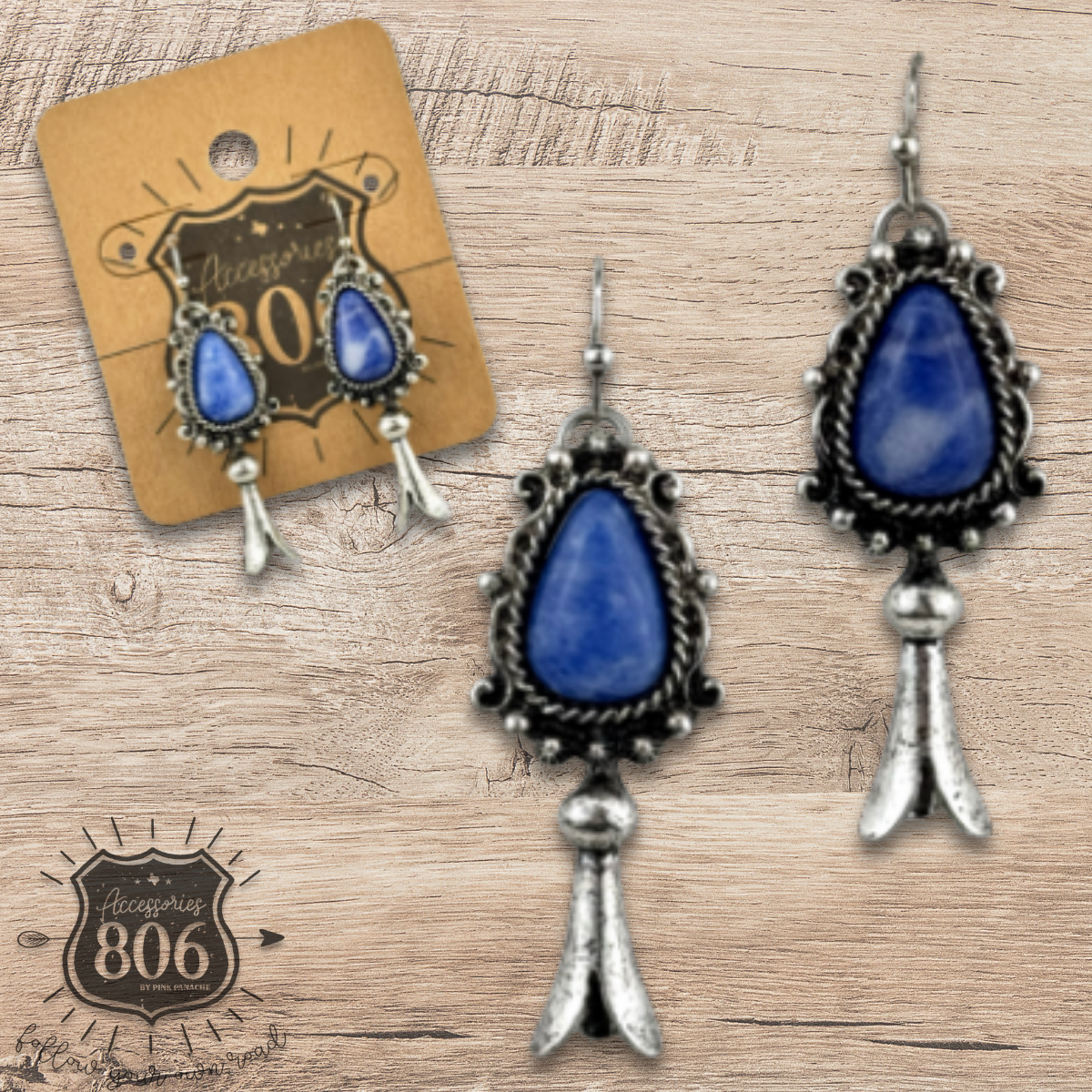 Stone inlay squash blossom earring