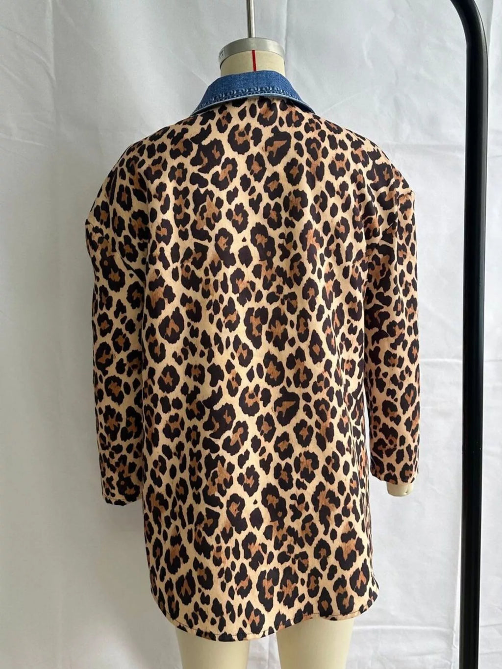 Full Size Leopard Print Colorblock Jacket Plus Size