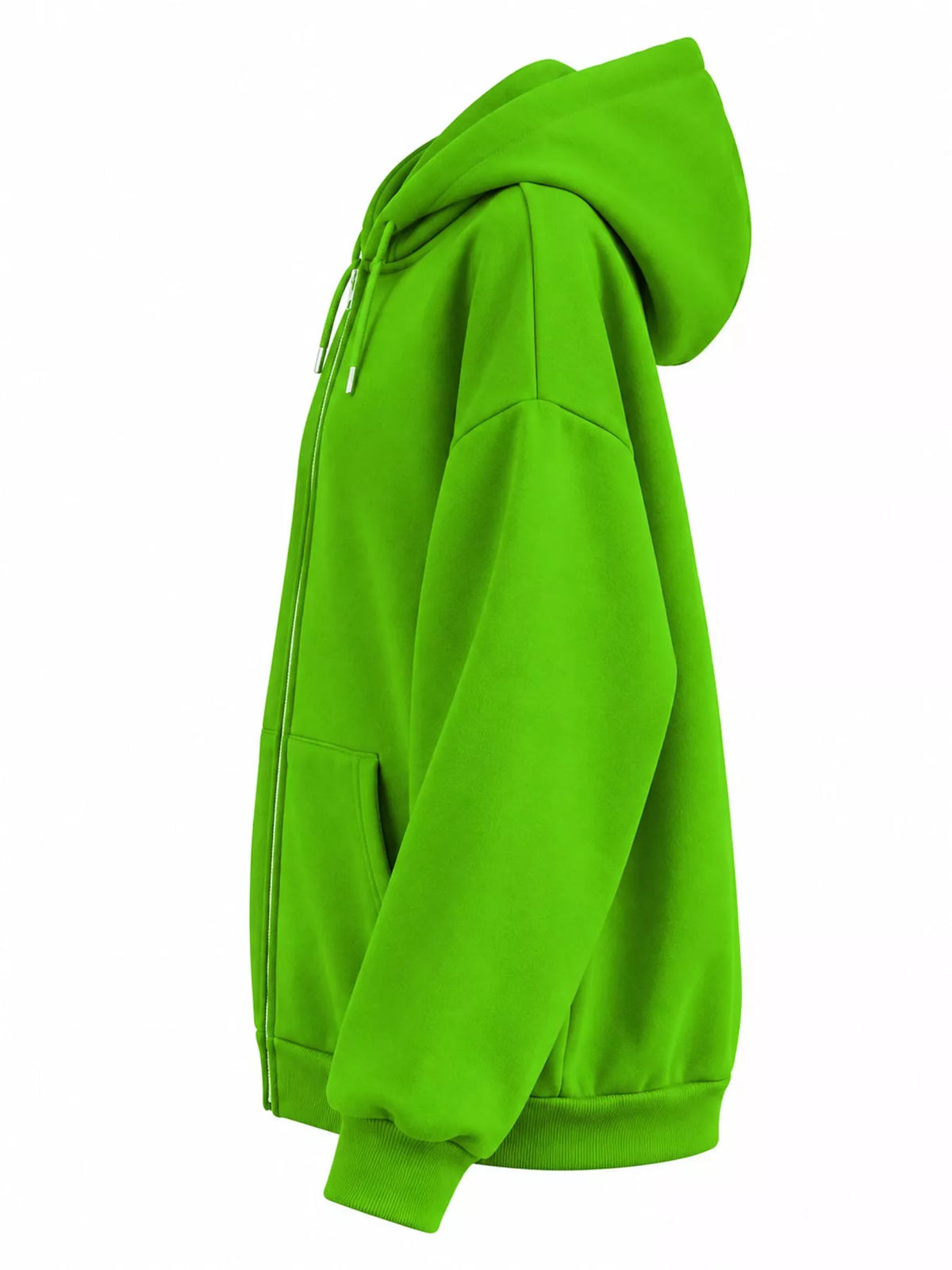 Full Size Oversized Solid Zip-Up Hoodie with Drawstring Plus Size