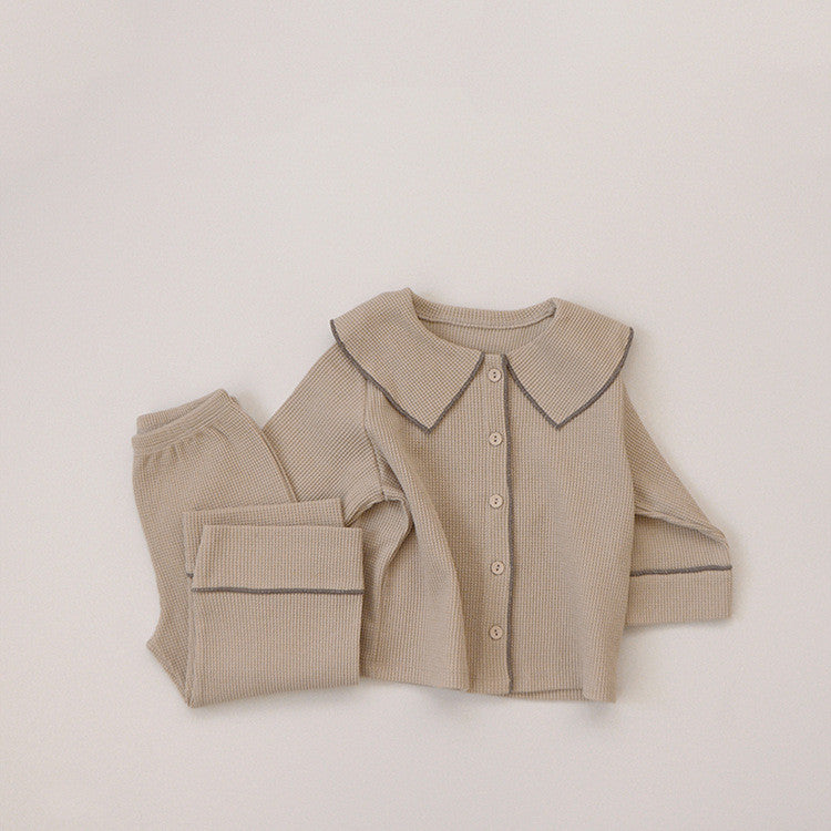 Baby Autumn Waffle-Knit Cardigan Set