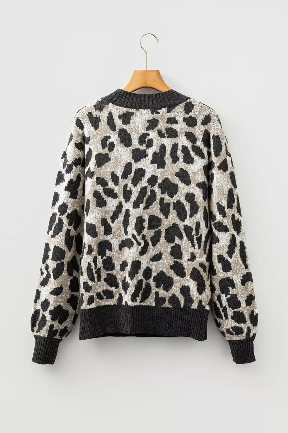 Leopard Drop Shoulder Baggy Sweater