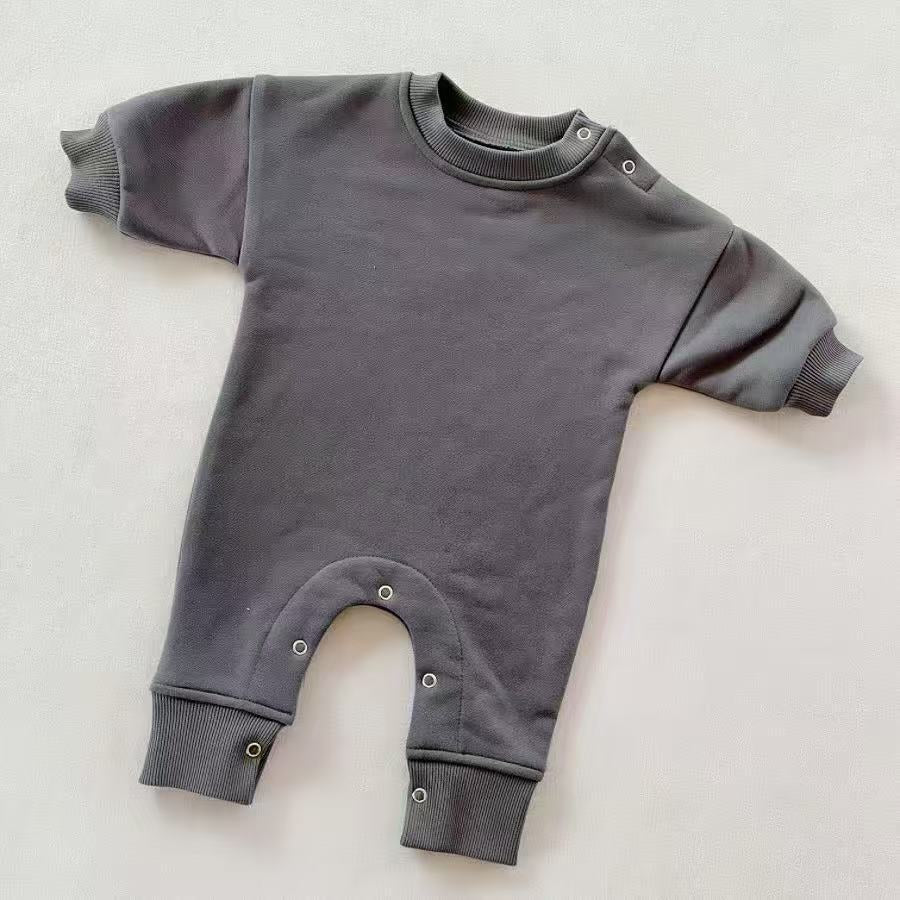 Children's Fleece Solid Color Stylish Thick Romper Jumpsuit