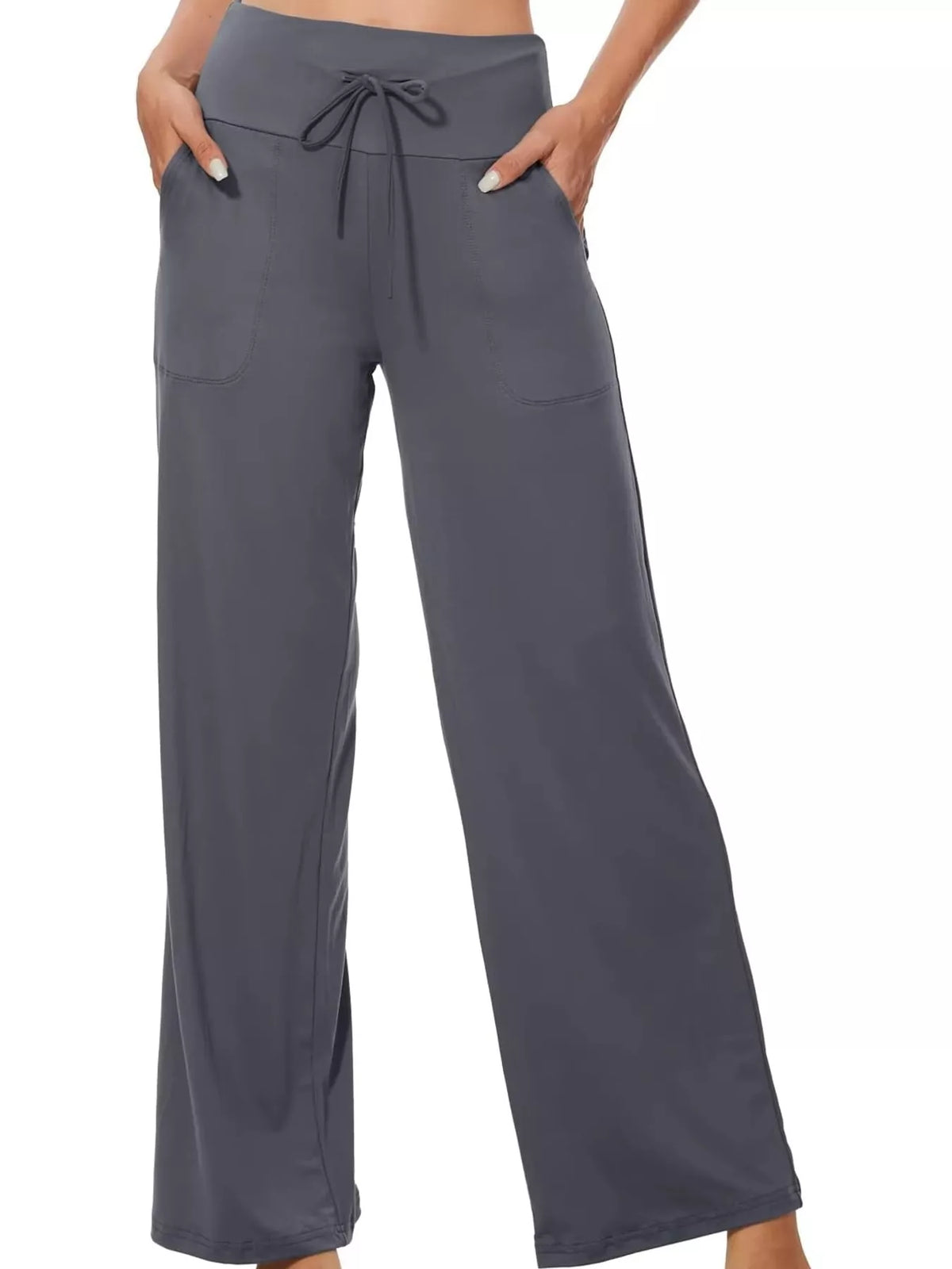 High-Waisted Wide-Leg Lounge Bottoms with Pockets