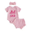 Letter-Embroidered Onesie And Shorts Set