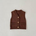 V-neck Cardigan Cotton Knit Sweater Vest Coat