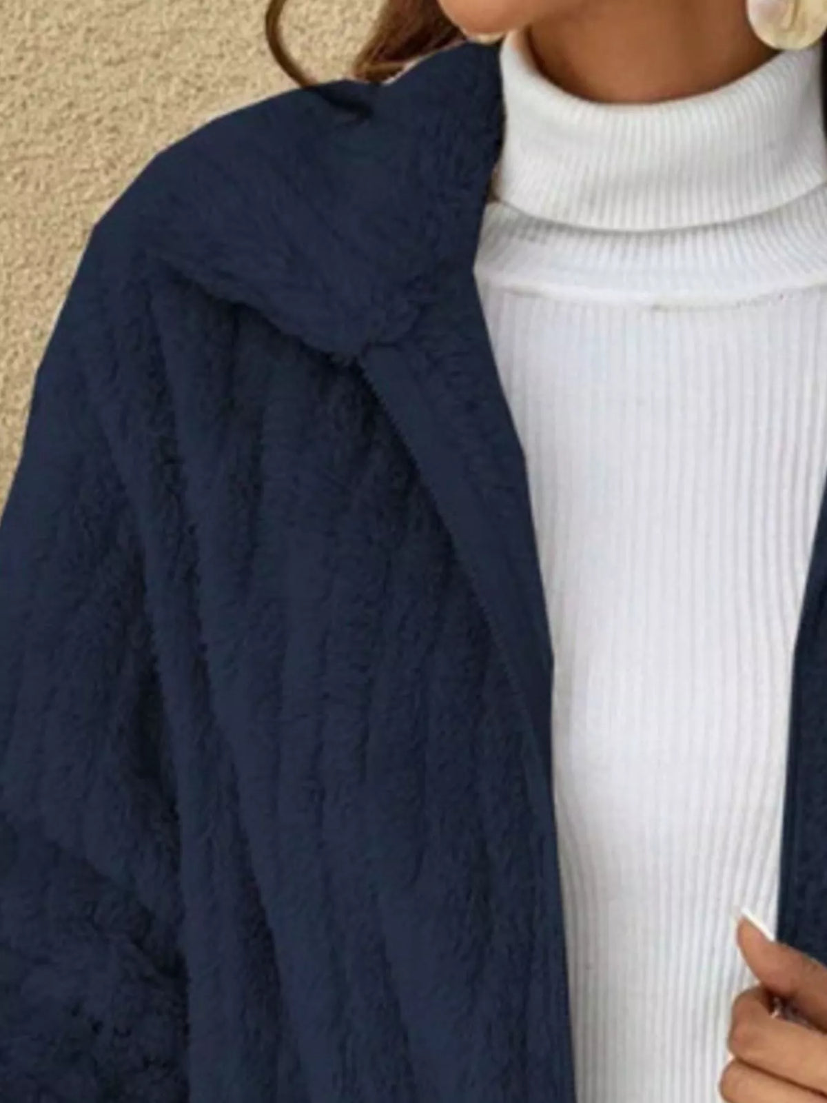 Full Size Faux Fur Zip-Up Outerwear Plus Size