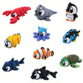 10PCS 3D Printed Mini Ocean Animal Figures Set