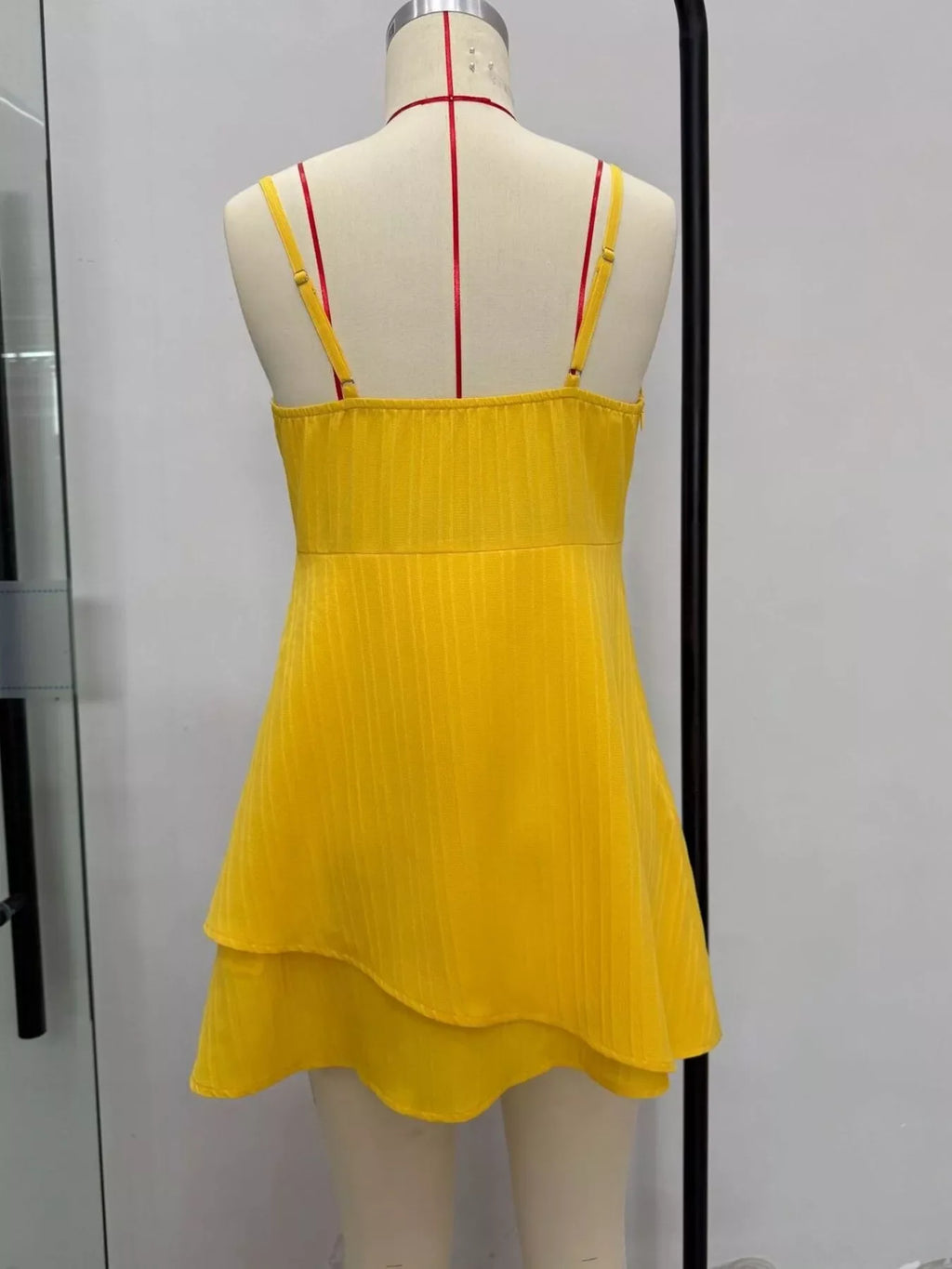 Spaghetti Strap Bow-Front Layered Mini Dress