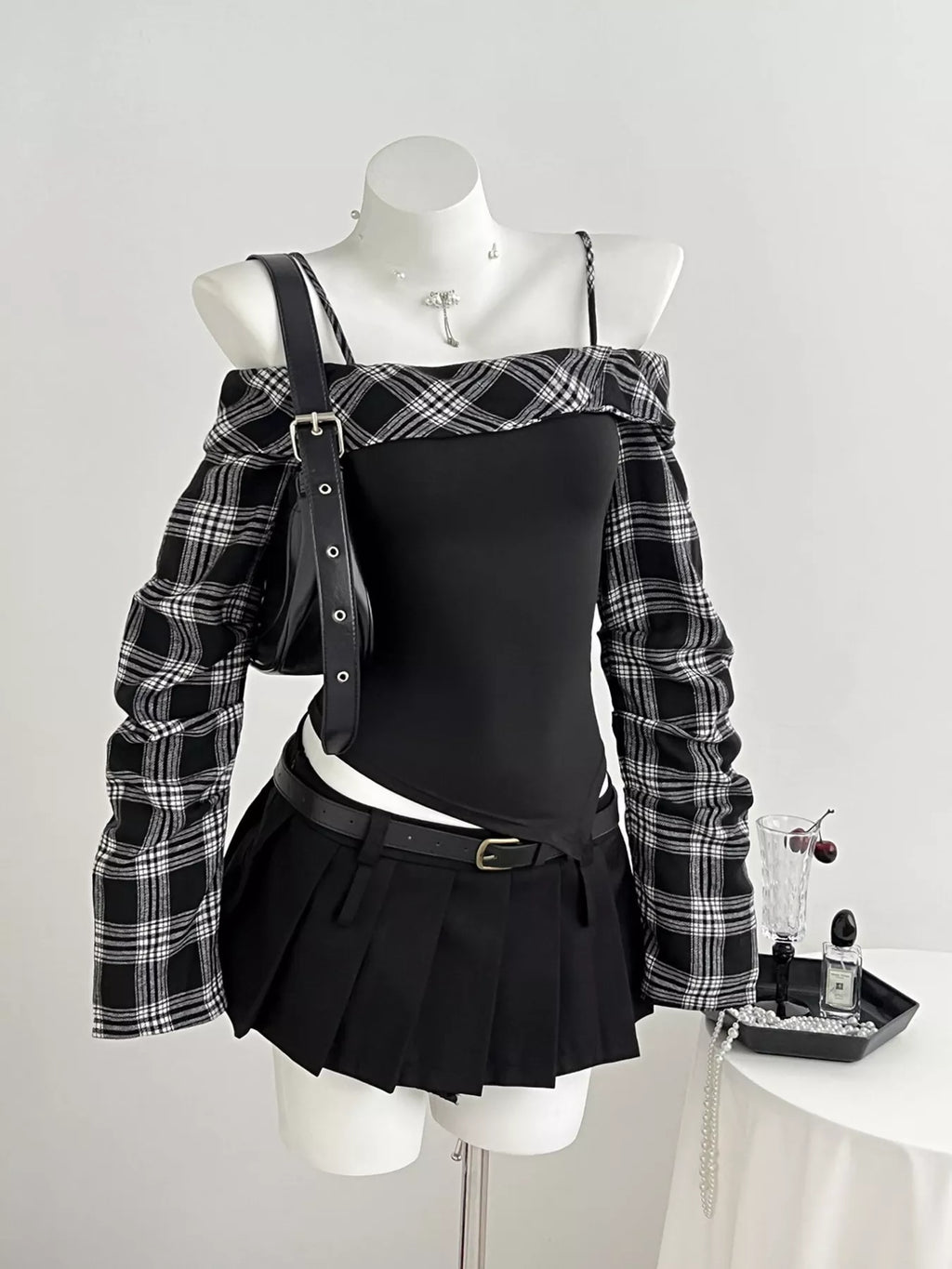 Plaid Long Sleeve Slim Fit T-Shirt