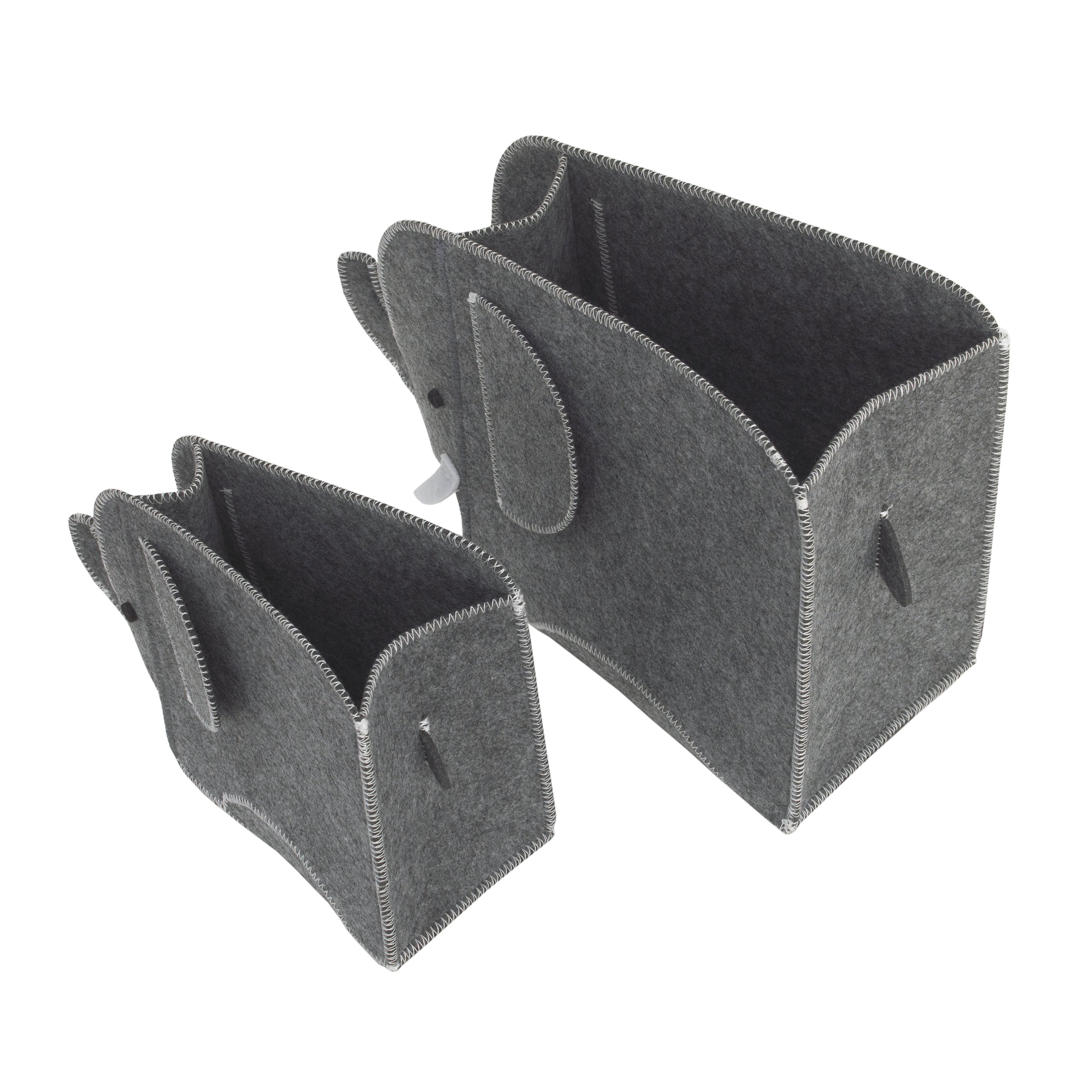 Little Love by NoJo Grey Felt Elephant Shaped Nursery Storage Caddys - 2 Pk