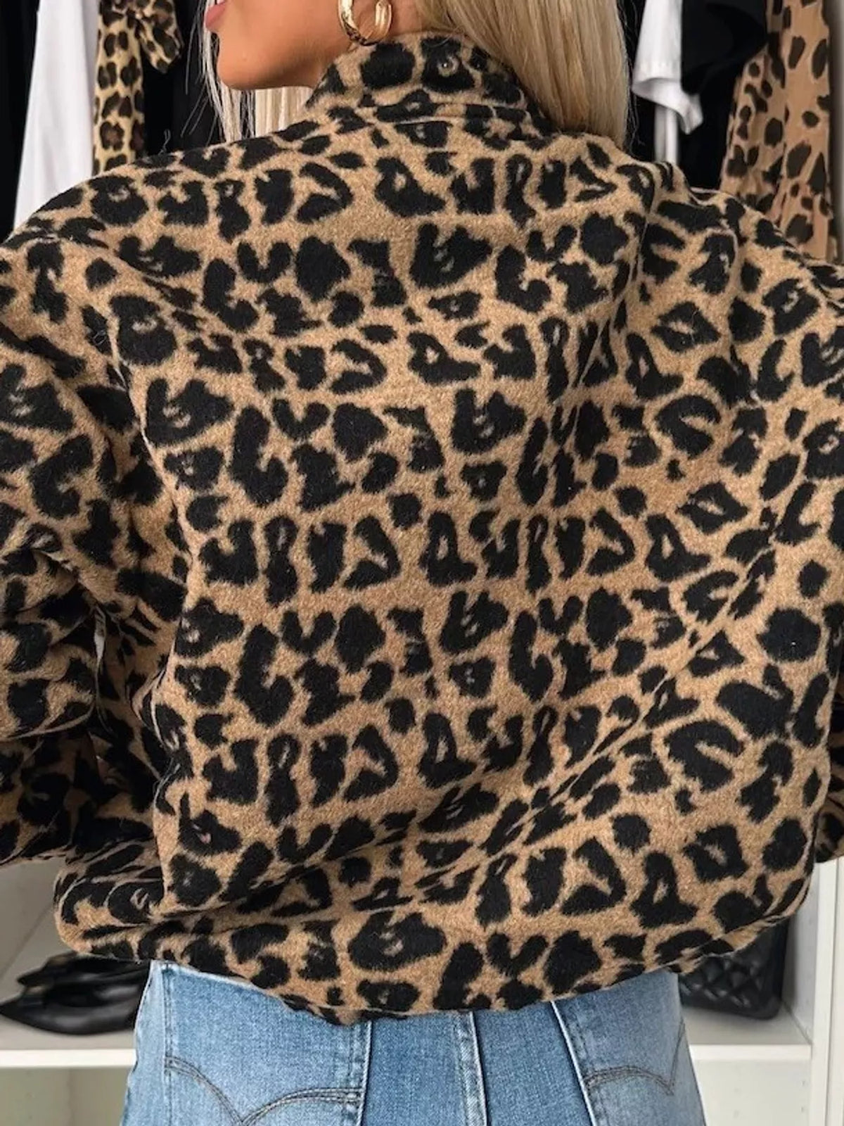 c Leopard Print Button-Down Jacket