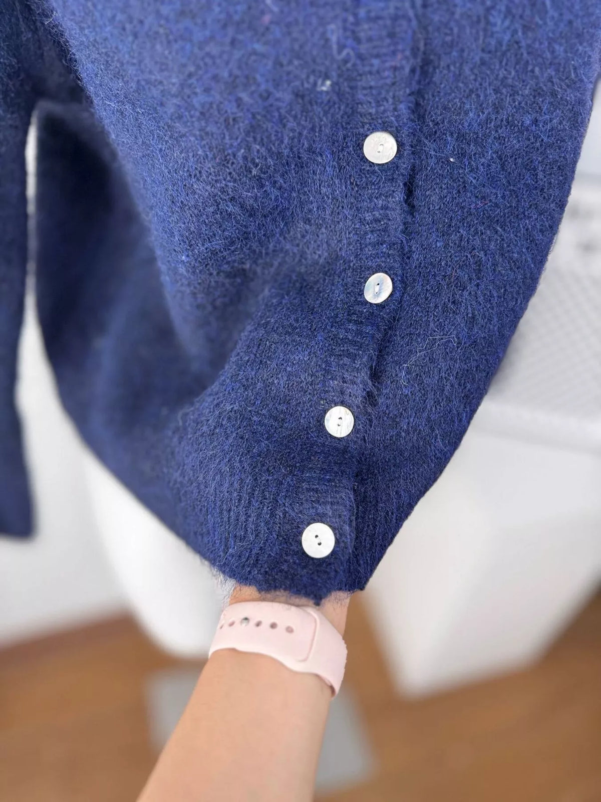 Fuzzy Knit Button-Down Cardigan