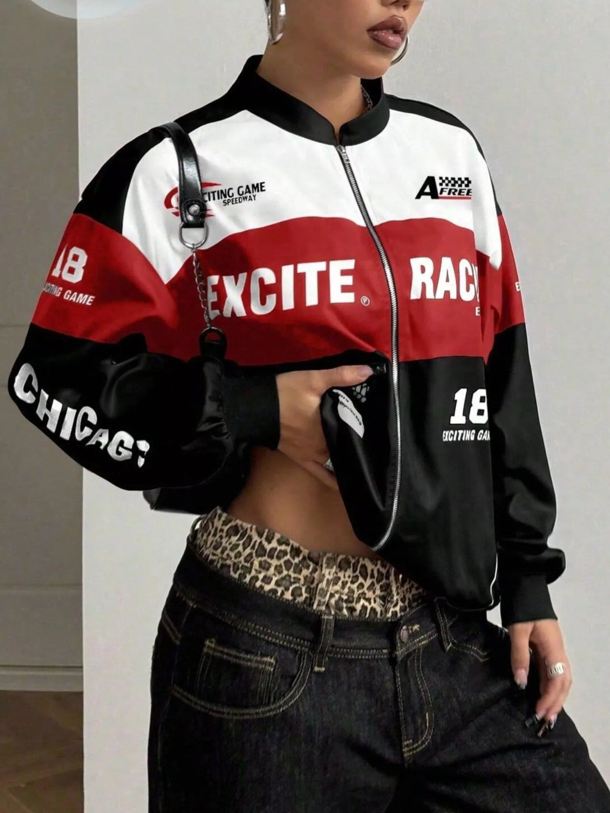 Letter Print Zip Up Jacket