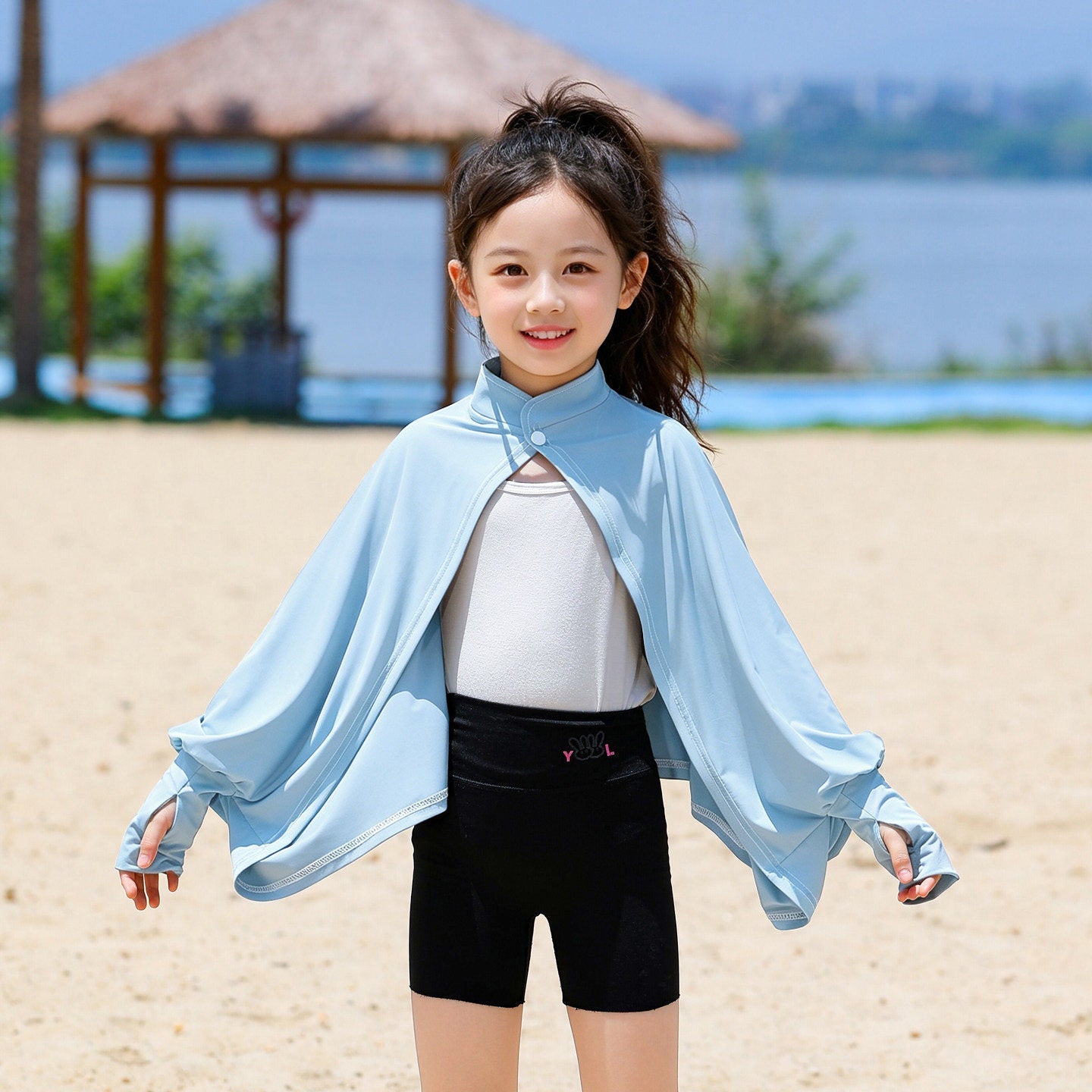 Kids Breathable Sun-Protection Shirt Shawl And Outdoor Sun-Blocking Cape