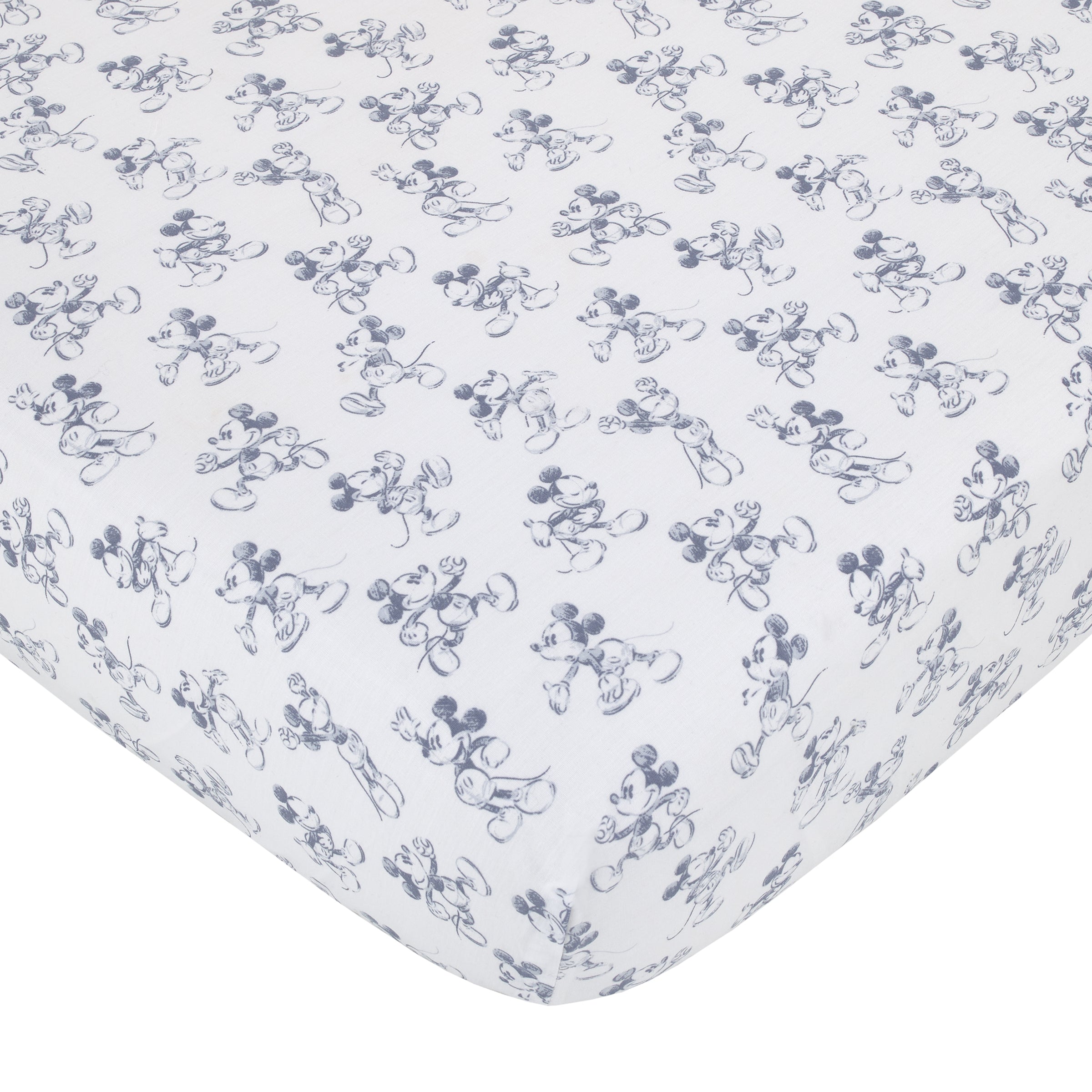 Mickey Mouse - Call Me Mickey Blue, White, and Gray The Adventure Begins Stars and Gingham 3 Piece Nursery Crib Bedding Set - Comforter, 100% Cotton Fitted Crib Sheet, and Crib Skirt