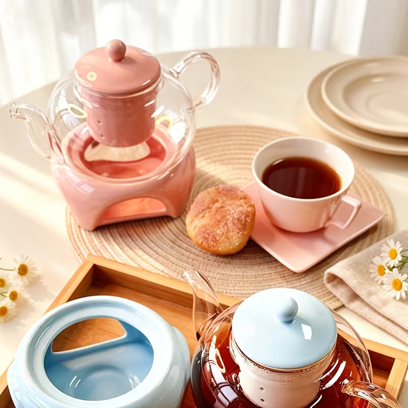 Borosilicate Glass Teapot Set with Ceramic Infuser and Base