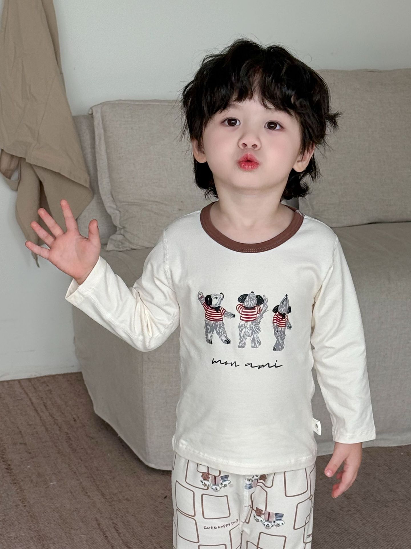 Boneless Pure Cotton Thermal Underwear Set For Boys And Girls Autumn Tops And Pants
