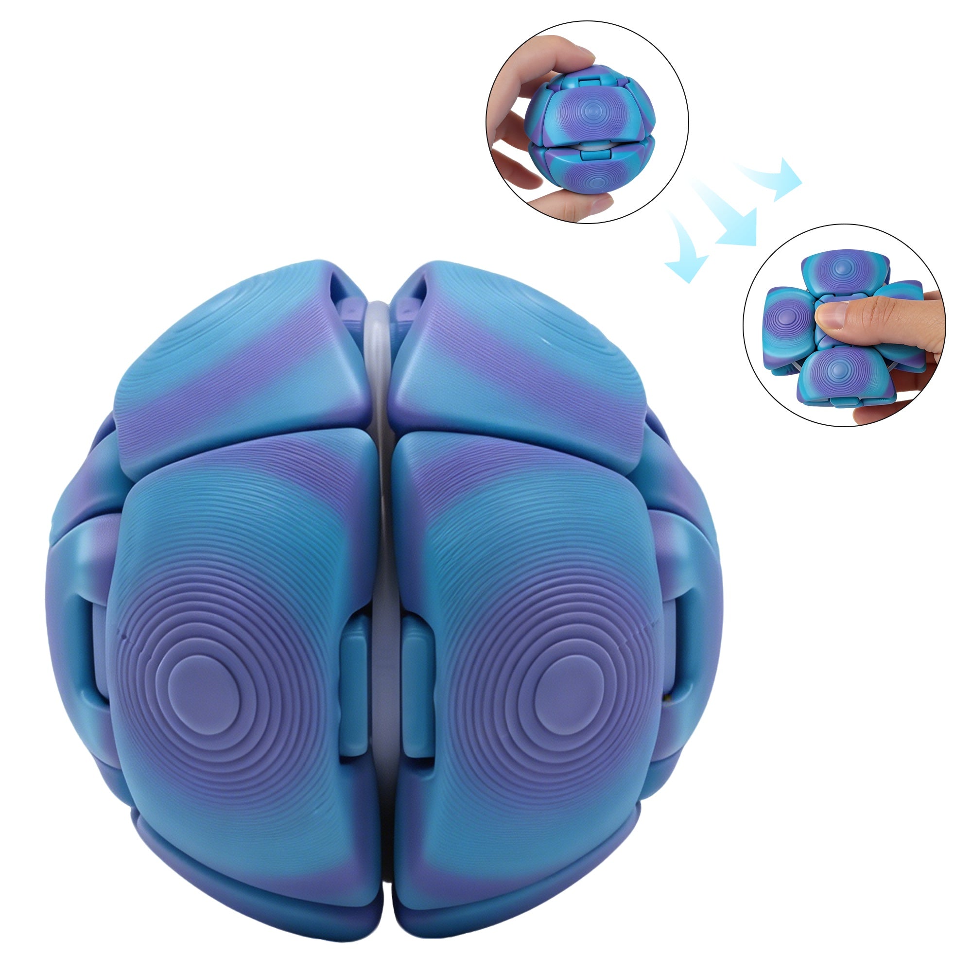 3D Printed Stress Relief Ball, Press And Rotate Transforming Fidget Ball, Sensory Desk Stress Relief Toy For Teens And Adults