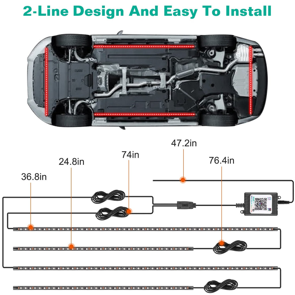 Waterproof RGB Underglow LED Strip for Car Exterior Lighting