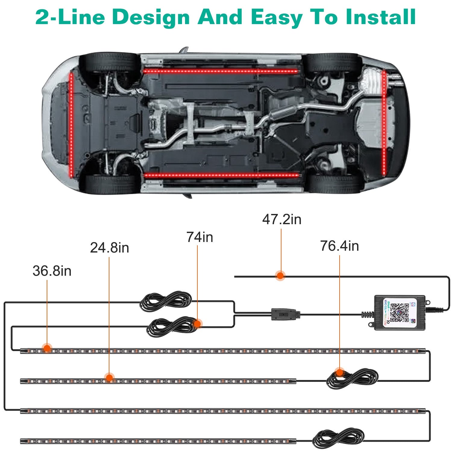 Waterproof RGB Underglow LED Strip for Car Exterior Lighting