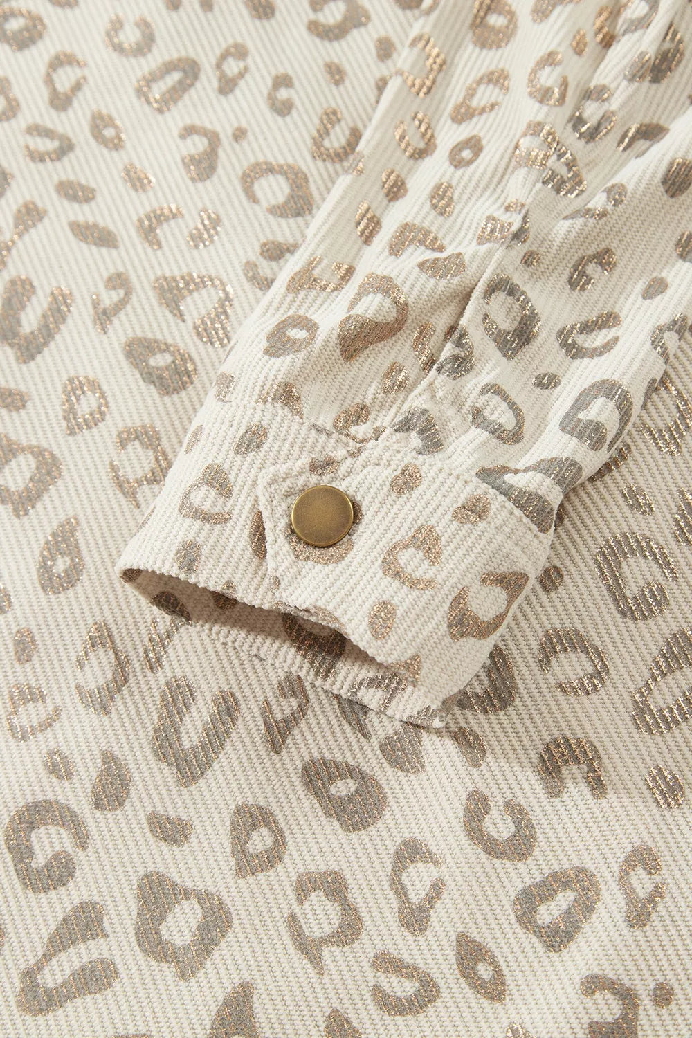 Leopard Print Corduroy Shirt Collar Long Sleeve Regular Fit Jacket