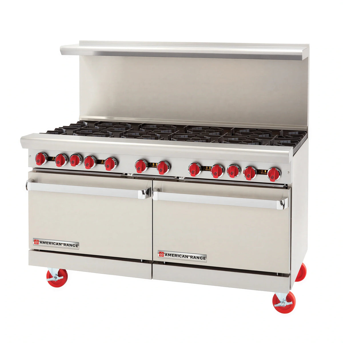 American Range AR-12G-8B-CL-SBR 60-Inch Commercial Gas Range with 12-Inch Griddle, 8 Open Burners, Convection Oven & Storage Base