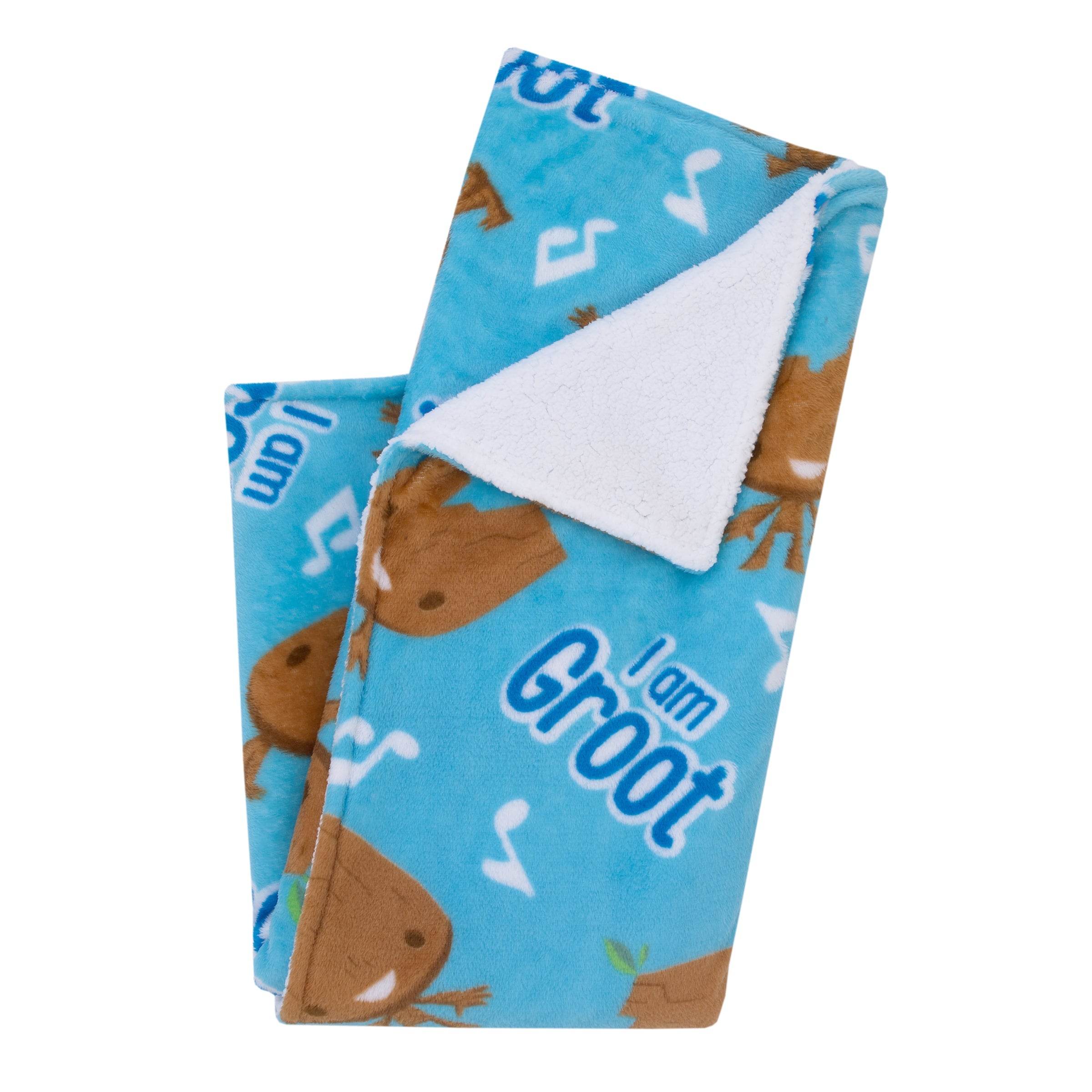 I Am Groot Blue and Brown Super Soft Sherpa Baby Blanket