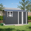 10X8FT Outdoor Steel Storage Shed with Clear Window, Lockable Doors
