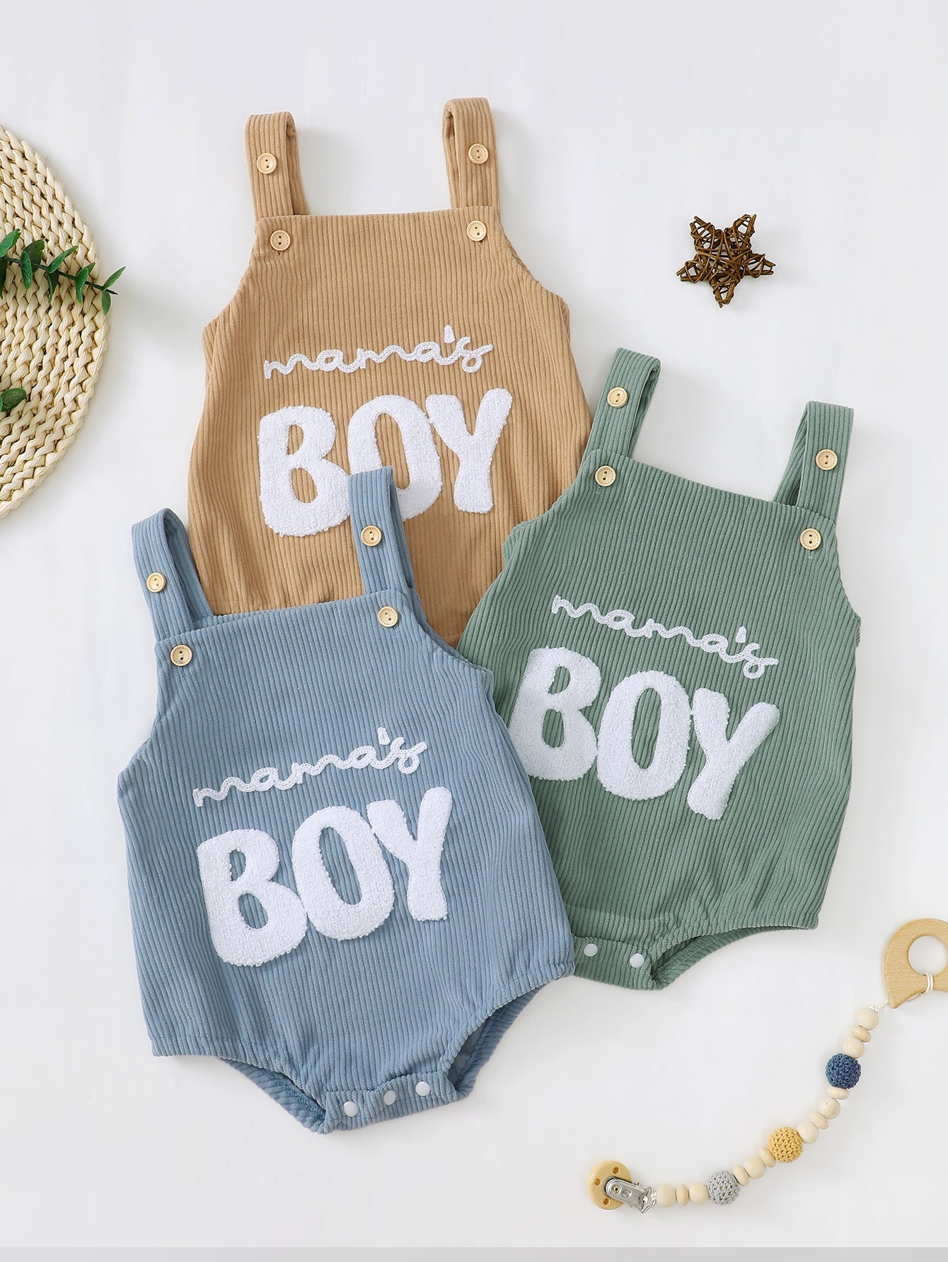 Male And Female Baby Corduroy Suspender Towel Embroidery
