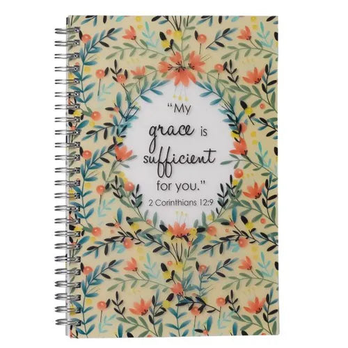My Grace Is Sufficient Wirebound Notebook for Women - 2 Corinthians 12:9 Bible Verse - Spiral