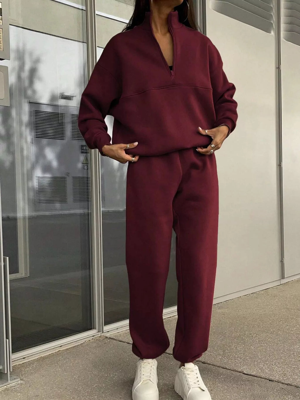 Half-Zip Sweatshirt and Joggers Set