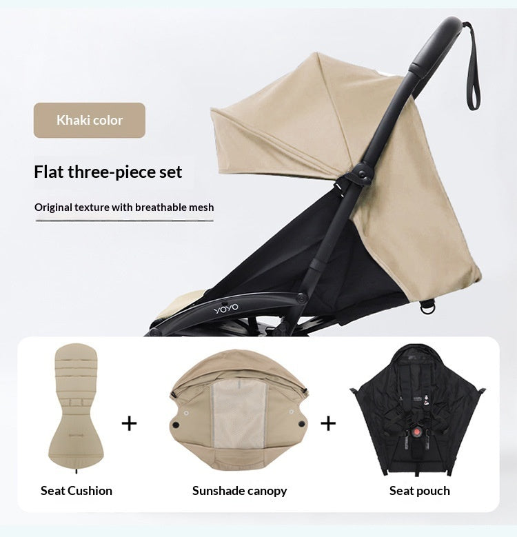 Stroller Flat-recline Three-piece Set Canopy And Seat Pad