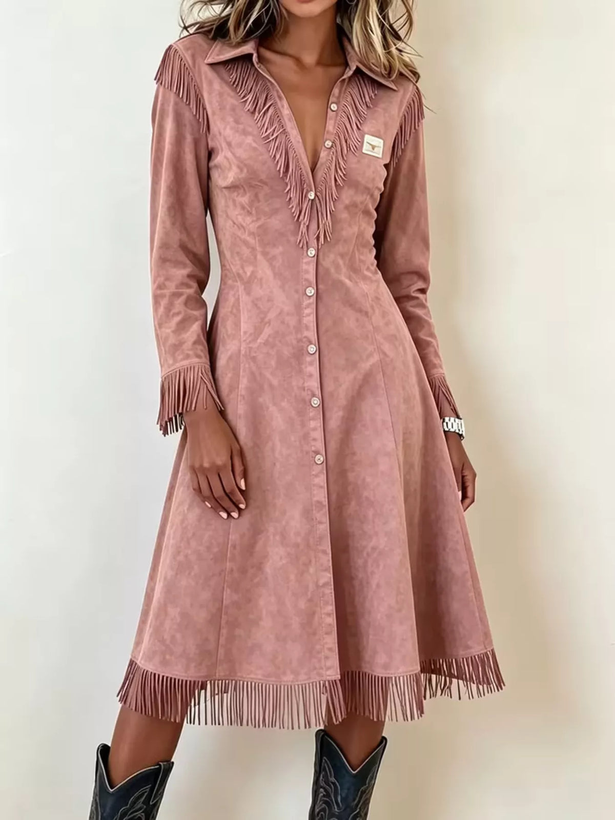 Full Size Fringed Button-Down Outerwear Plus Size