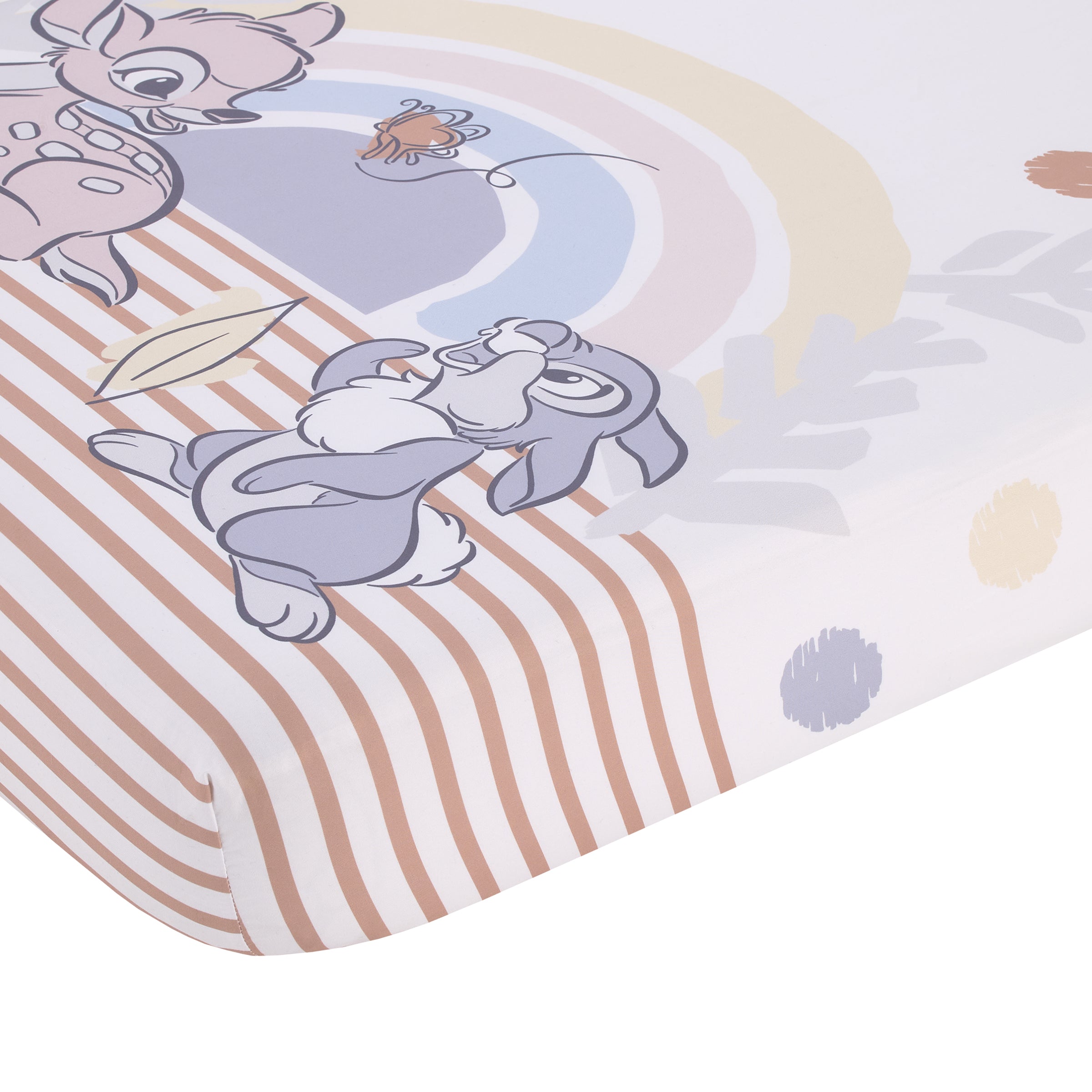B is for Bambi Tan, Gray, Blue, and White You Make Me Smile Photo Op Fitted Crib Sheet